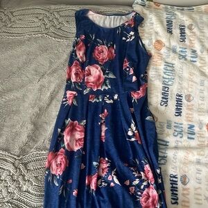 Navy Blue Mini Dress Floral with roses